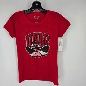 New Blue 84 UNLV Rebels Mascot Graphic Burnout T Shirt Women's Small Red